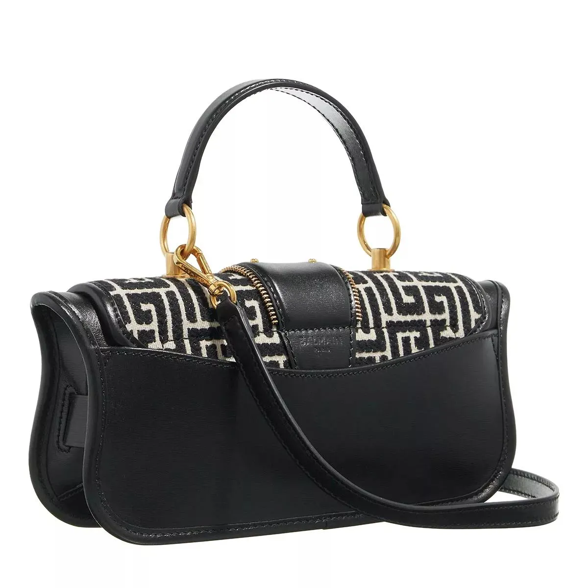   Balmain  Blaze Pouch Monogram Jacquard Ivory/Black  Satchel 