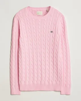 Cotton Cable Crew Neck Pullover California Pink