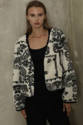 Fleecejacke mit Kaschmir-Print