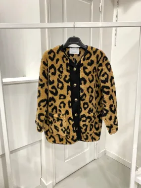 Fleecejacke mit Leopardenknöpfen