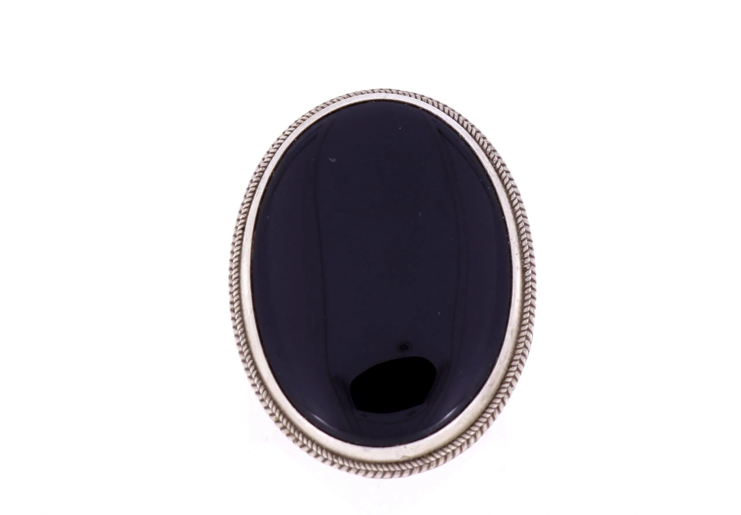 Ring großer Black Onyx Chalcedon schwarz filigrane Fassung Silber Größe 62 – 10